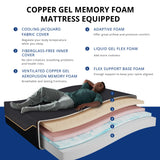 Dyonery Split King Adjustable Bed Base Frame with Wireless Remote + 14 Inch Copper Memory Foam Mattress Bed in a Box, Head and Foot Incline & Massage, Zero Gravity, Fiberglass Free, 80" × 76" Dyonery