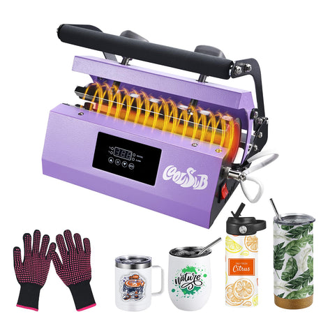 CoolSub Tumbler Heat Press Machine, Mug Press Machine for 30oz 20oz, Sublimation Blank Skinny Tumbler Glass Jar Can 11-16oz Mugs, Heat Transfer Print for Sublimation Tumblers, Cups, Mugs Purple CoolSub