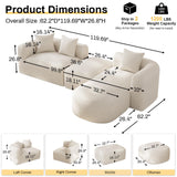 OUYESSIR Modern Oversized Curved Sectional Sofa for Living Room, 119" Luxury Plush Chenille Convertible Modular Sectional Sofas with Ottoman,Minimalist L-Shape Curved Cloud Couch, Cream White OUYESSIR