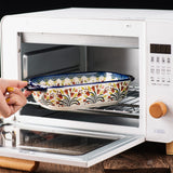 ONECCI Ceramic Rectangular Baking Dishes - 2pc Blue Casserole Set for Oven, Lasagna Pans ONECCI