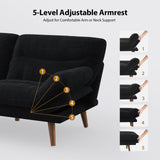 PERLECARE Convertible Futon Sofa Bed, 66" Corduroy Futon Couch with Adjustable Backrest and Armrests, 3-in-1Recliner Sleeper Sofa for Small Spaces, Play Room,Living Room or Office（Black，66 in） PERLECARE