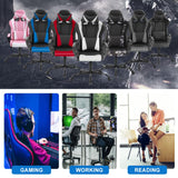 High Back Gaming Chair PC Computer Chair Office Chair for Adult Teen Kids, Ergonomic PU Leather Game Chair w/Lumbar Support Headrest Adjustable Rolling Swivel Desk Chair, White Dkeli