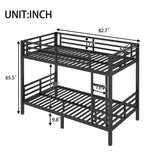 Bellemave Twin XL Over Twin XL Bunk Bed for Adults with Ladder & Full-Length Guardrails, Metal Heavy Duty Bunk Bed Frame with Sturdy Slats, Noise Free, No Box Spring Needed, Black Bellemave