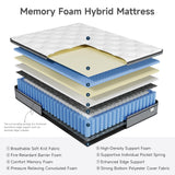 Yaak Twin Mattress 10 Inch, Hybrid Single Mattress in a Box, Individual Pocket Spring Twin Bed Mattress with Breathable Memory Foam, Pressure Relief, Medium Firm Twin Size Mattress 75"x39"x10" Yaak