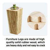 bociloy 4PCS 4 Inch Solid Wood Furniture Legs, Square Wooden Sofa Couch Feet Leg Replacement for Desk Cabinet Bench Dresser Chair Bookcase Risers Parts, Log Stain bociloy