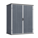 Greesum 5×3FT Plastic Outdoor Storage Shed with Floor, Resin Storaged Sheds with Lockable Door, Window & Vent, All-Weather Tool Sheds for Garden, Backyard, Patio, Dark Gray (4.7×2.5FT) Greesum