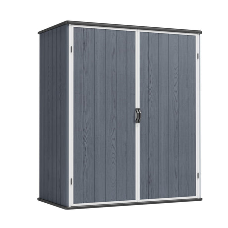 Greesum 5×3FT Plastic Outdoor Storage Shed with Floor, Resin Storaged Sheds with Lockable Door, Window & Vent, All-Weather Tool Sheds for Garden, Backyard, Patio, Dark Gray (4.7×2.5FT) Greesum