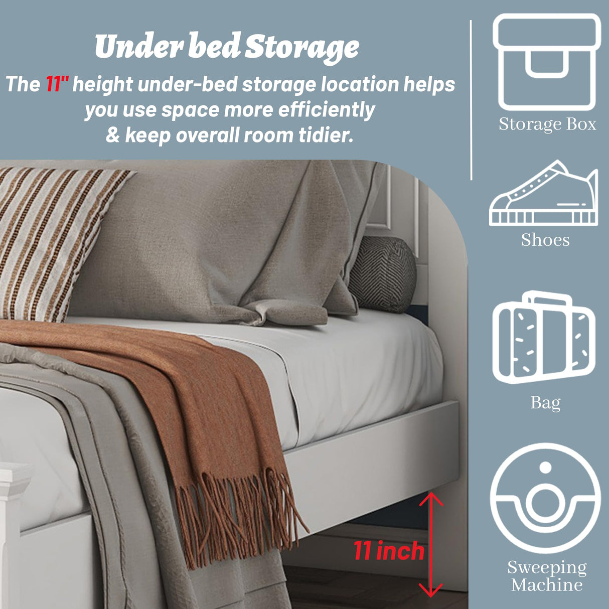 OYUMOENTS King Size Bed Frame Farmhouse Style, Tall Headboard King Bed Frame with Footboard, Pinewood Antique Beds, Farmhouse Style, Noise-Free, No Box Spring Needed, White OYUMOENTS