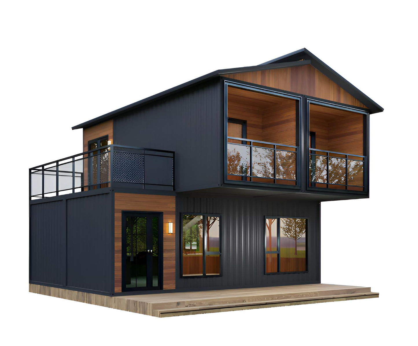 40 FT Double Story House 2024 House Foldable Bathroom & Kitchen, Portable, Cabin Prefab Space - WoodArtSupply