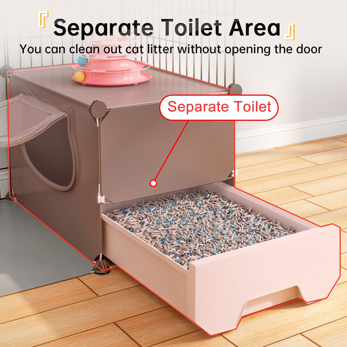 Oneluck Cat Cage with Litter Box,4-Tier DIY Cat Enclosures Large Playpen Detachable Metal Wire Kennel Indoor Crate Large Exercise Place Ideal for 1-2 Cat,41.3" L x 17.8" W x 55.1" H Oneluck