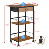Kitchen Microwave Cart with Storage,3 Tier Rolling Microwave Stand with Drawer,Kitchen Utility Cart on Wheels,Coffee Cart Small Appliance Storage Shelf Rack Organizer for Living Room, Office, Balcony Cidaziya