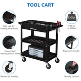 TUFFIOM 3 Tier Rolling Tool Cart with Drawer, Tool Service Cart on Wheels w/2 Brake, 330 LBS Capacity Industrial Heavy Duty Utility Cart, Tool Organizer for Mechanic, Garage, Warehouse & Repair Shop TUFFIOM