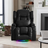 Oprisen Power Swivel Rocker Recliner Chair Home Theater Seating Electronic Glider Chair Upholstered Movie Gaming Reclining Sofa w/Heat Massage/LED Light/USB Port/Cup Holders/Pockets Oprisen