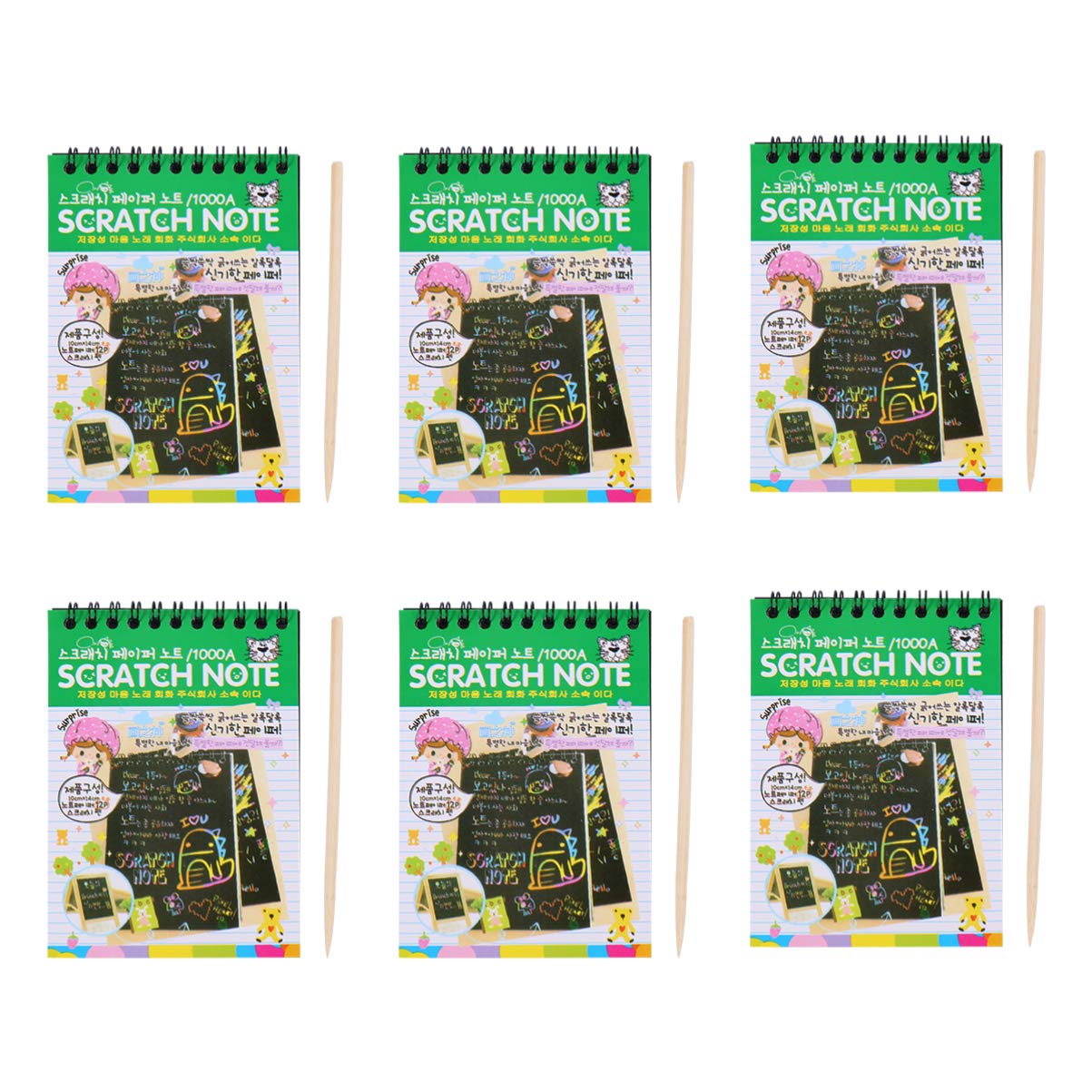 EXCEART Black Notebooks 6 Sets Rainbow Scratch Notebooks with Wood Stick Scratch Off Art Paper Set Color Book Pad Art Craft Supplies Kits for Kids Girls Boys Black Notebook EXCEART