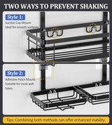 OMAIRA Shower Caddy Hanging with Soap Scrub Holder, Stainless Steel Adjustable No Drilling Non-Slip Large Capacity Sturdy Over Shower Head Shower Organizer Inside Shelves Bathroom Storage Rack, Black OMAIRA