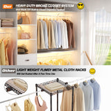 Armocity 120 Inches Closet System, 10FT Walk In Closet Organizer with 3 Shelving Towers, Heavy Duty Clothes Rack with 3 Drawers, Built-In Garment Rack, 120" L x 16" W x 75" H, Max Load 1300 LBS, White armocity