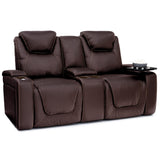 Seatcraft Concerto Heat & Massage, Italian Leather Loveseat w/Storage Console, Power Headrest, Power Recline, Brown Seatcraft