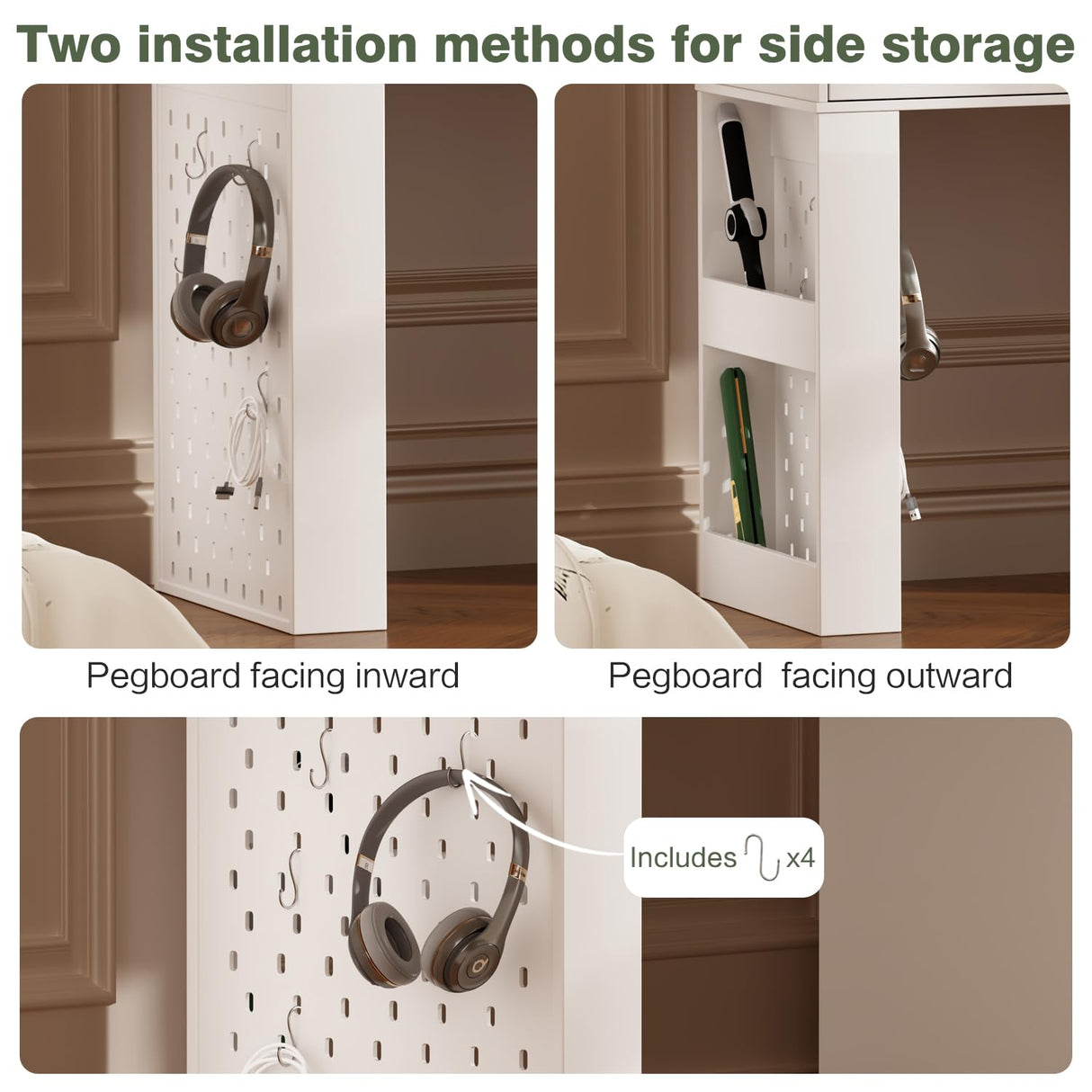 YYJ 74.8''Makeup Vanity Desk with Large Mirror and Lights&Charging Station,Modern Corner Vanity Table with 8 Storage Drawers and Shelves,Dressing Table with nightstand,Makeup Table for Bedroom,White YYJ