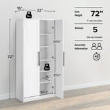 Elite Premium Tall Storage Cabinet by Prepac - White, 72" H, 5 Shelves, Versatile Kitchen & Bathroom Use Prepac