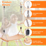 Wooden Tree Swing,Wooden Swing for Adults/Kids with 500lbs Load Capacity,Adjustable Hemp Rope Plus Tree Straps 100 inch, Hanging Wooden Swing for Indoor, Outdoor, Garden,Yard,Backyard (Curved Wooden) GEKMOR