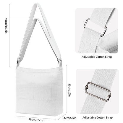 Draw blank White Women's blank large Size Canvas Crossbody Tote Handbags Shoulder Bag Hobo Casual Tote Diy/gifts/aesthetic/personalized