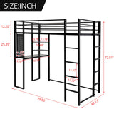 ADOVA Space-Saving Twin Loft Bed with Desk, Shelves, and Dual Ladders ADOVA