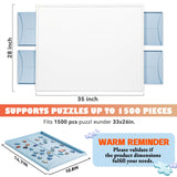 Calmbee 1500 Piece Plastic Puzzle Board with Drawers, 35”x 28” Portable Jigsaw Puzzle Table for Adults, Rotating Upgraded Lazy Susan Spinning Jigsaw Organizer Table,Durable ABS Frosted-Panel Calmbee