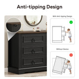 LIKIMIO Farmhouse 6 Drawers Dresser for Bedroom, 47.2" W Modern Dresser with Round Metal Handle, Thickened Desktop, Wood Rustic Chest of Drawers for Bedroom, Hallway, Entryway, Black LIKIMIO