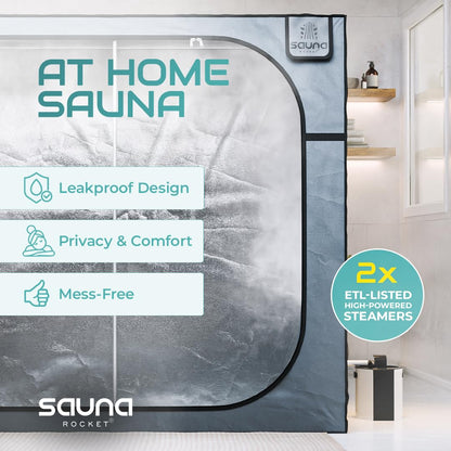 Sauna Rocket | 2-Person Full Body Sauna Bundle | in-Home Use for Relaxation, Recovery, and Wellness (Tent & Steamers)