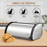 ENLOY Bread Box for Kitchen Counter, Stainless Steel Roll Top Bread Bin, Sliver Bread Storage Holder with Lid, Large Capacity Bread Keeper, 17 x 11 x 7 Inches ENLOY