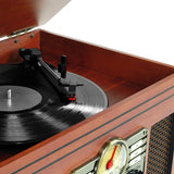Victrola Nostalgic 7-in-1 Bluetooth Record Player & Multimedia Center with Built-in Speakers - 3-Speed Turntable, CD & Cassette Player, AM/FM Radio | Wireless Music Streaming | Mahogany Victrola