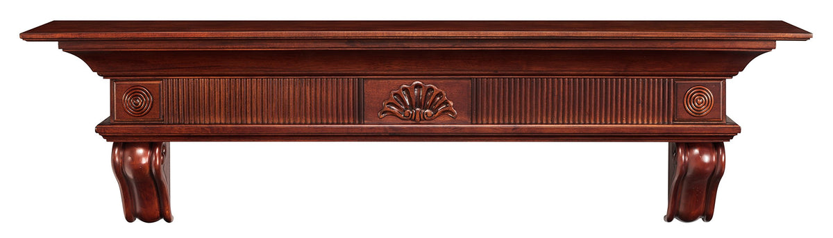 Pearl Mantels ARYB7241670 Elegantly Detailed Wood Mantel Shelf, 72", Distressed Cherry Pearl Mantels