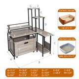 Cat Litter Box Enclosure Furniture with 3-Tier Storage Shelves, Wooden Large Hidden Litter Box Furniture, Modern Style Cat Washroom with Metal Frame Cat House Doppeltcharms