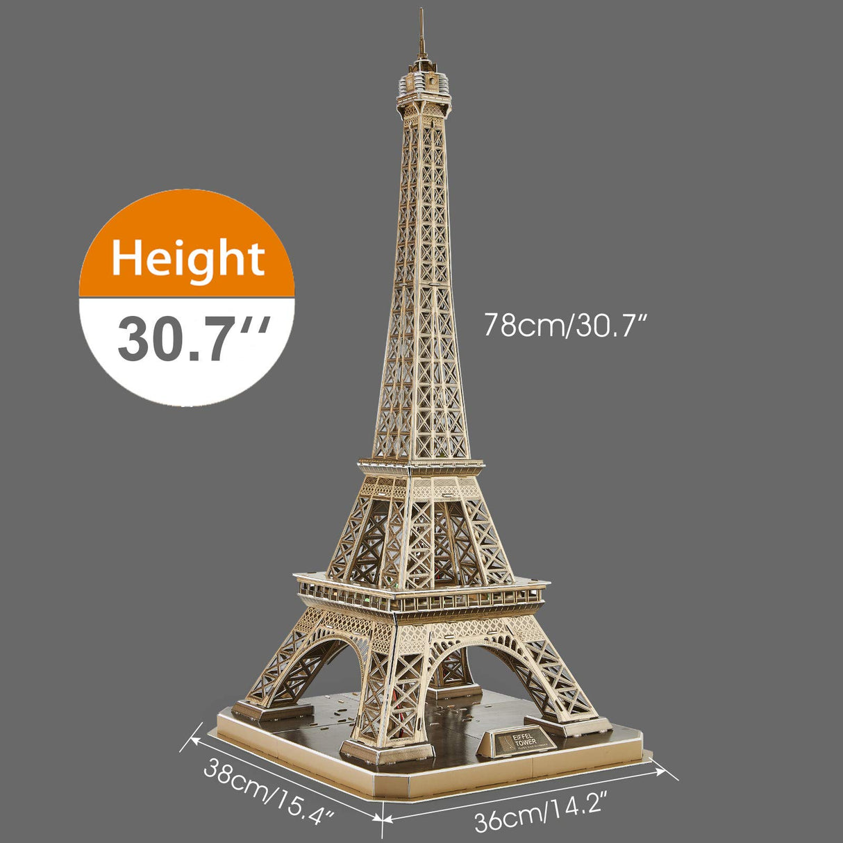CubicFun 3D Puzzle for Adults Eiffel Tower with Shining LED Lights, Romantic Paris Architecture Model Building Kits Decor, Gift for Women Men, 84 Pieces CubicFun