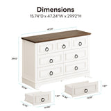 LIKIMIO Farmhouse 7 Drawer Dresser for Bedroom, Wood Rustic Chest of Drawers with Round Metal Handle, Large Storage Dresser Organizer TV Dresser for Living Room, Hallway, Entryway, Off White LIKIMIO