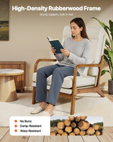 VEVOR Accent Chair, High Back Mid Century Modern Armchair with Solid Wood Frame and Non-Slip Legs, Upholstered Leisure Chair with Linen Fabric and 5.3 in Thickened Cushion, for Living Room, Bedroom VEVOR