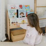 Montessori Bookshelf for Toddler Wood Kids Playroom Furniture Natural Wooden Nursery Gift Birthday Baby Neutral Room Storage Shelf Large Bookcase Child Decor Idea (Small) Enjoy The Wood