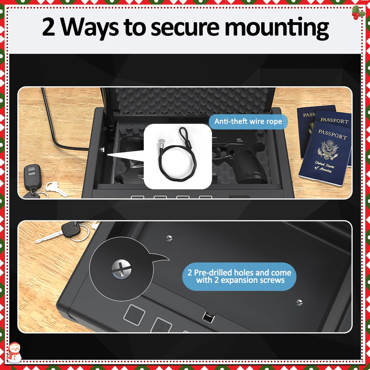 [ 20% Larger capacity ] Biometric Gun Safe for Handgun,Fingerprint Pistol Safe Box for Guns nightstand hidden gun storage for bedside Home Quick-Access large Ammunition Security Lock Box,Black XPEDITION