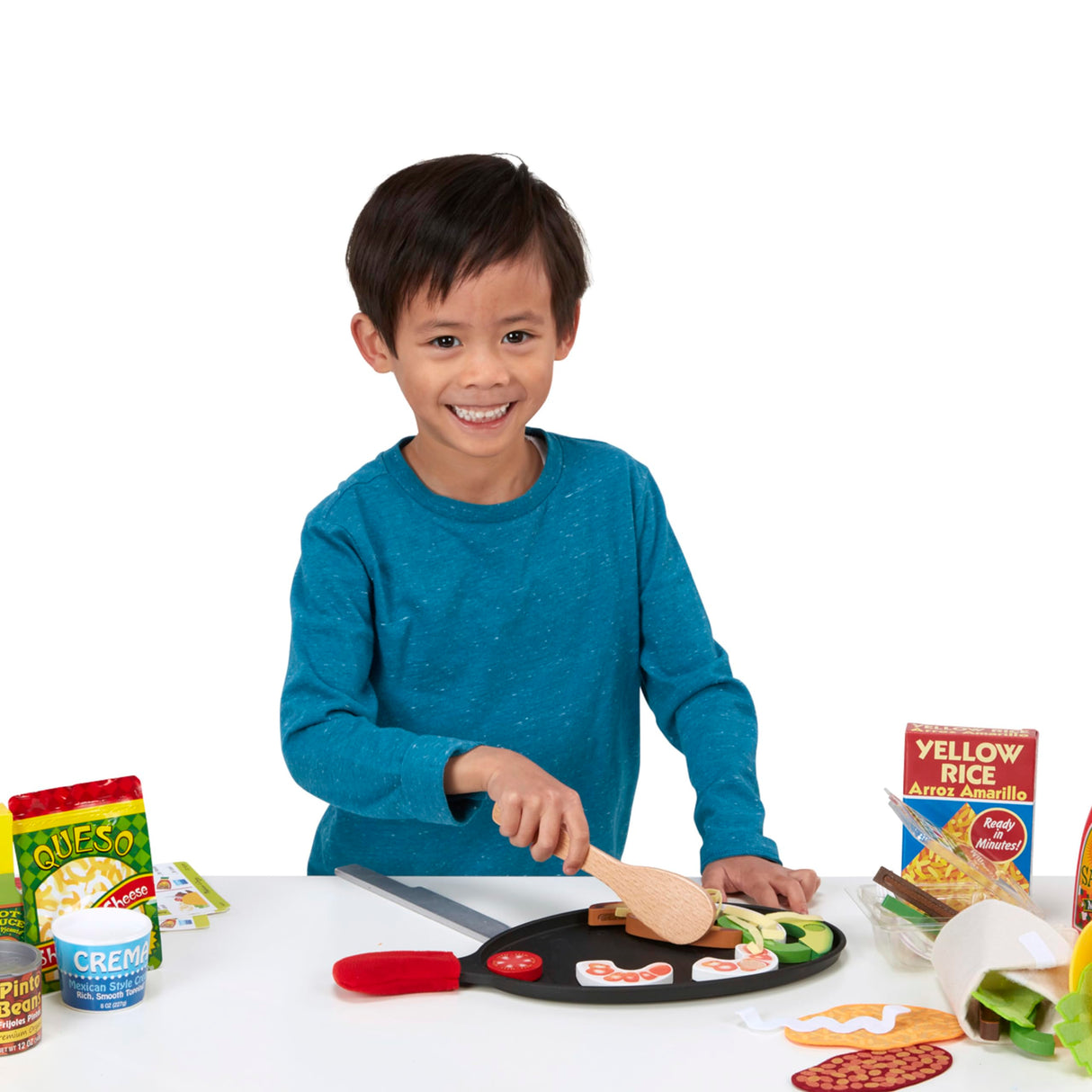Melissa & Doug Fill & Fold Taco & Tortilla Set, 43 Pieces – Sliceable Wooden Mexican Play Food, Skillet, and More - Pretend Play Kitchen Toy For Kids Ages 3+, 16.1 x 12.0 x 2.75 Melissa & Doug