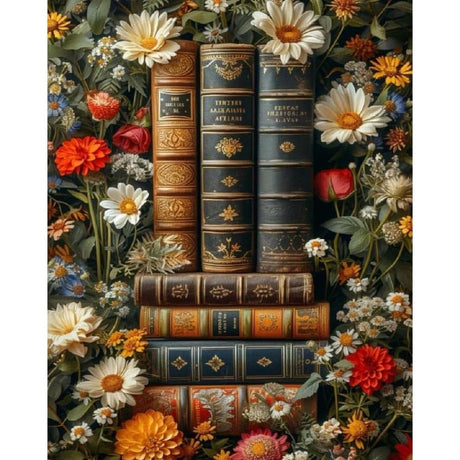 Book Paint by Numbers Kit for Adults Beginner, Flower Adult's Paint by Number Kits On Canvas, DIY Oil Painting Kits for Gift Home Wall Decor 16x20 Inch Clendo