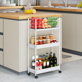 KINGRACK 3-Tier Rolling Utility Cart with Wheels, Metal Slim Storage Cart, Multifunctional Storage Organizer, Rolling Storage Cart for Kitchen, Office, Bathroom, Narrow Place, White KINGRACK