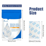 15 Pcs 20 Gram Silica Gel Packs, Transparent Desiccant, Desiccant Packets for Storage, Moisture Packs for Spices Jewelry Shoes Boxes Electronics Storage Romeda
