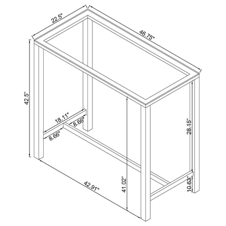 Coaster Home Furnishings - Tolbert - Glass & Metal - 47-Inch Rectangular Bar Table with Tempered Glass Top and Chrome Legs - Dining Room & Home Bar - Chrome - 104873 Coaster Home Furnishings