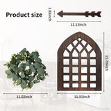 WAKOSAN Rustic Wood Window Frame with Green Wreath and Arrows Wall Decor，Farmhouse Wall Decor, Wooden Fake Window Decoration,Window Pane Wall Decor,Set of 2 (windows brown) WAKOSAN