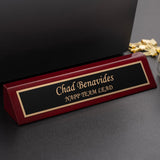 Dayspring Pens Personalized Name Plate Desk Wedge Woodmark Rosewood Desk Wedge with Custom Engraved Name. Premium Office Decor for Desk or Receptionist. Dayspring Pens