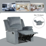 CANMOV Manual Recliner Chair, Soft Fabric Overstuffed Recliner Single Sofa Chair for Living Room, Heavy Duty and Safety Reclining Mechanism (Blue Grey) CANMOV