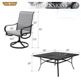 Sophia & William Outdoor Dining Set Patio Dining Sets Patio Table and Chairs Set 9 Pieces Square Outdoor Dining Table for 8 with Swivel Patio Set for Garden Pool All Weather Grey Sophia & William