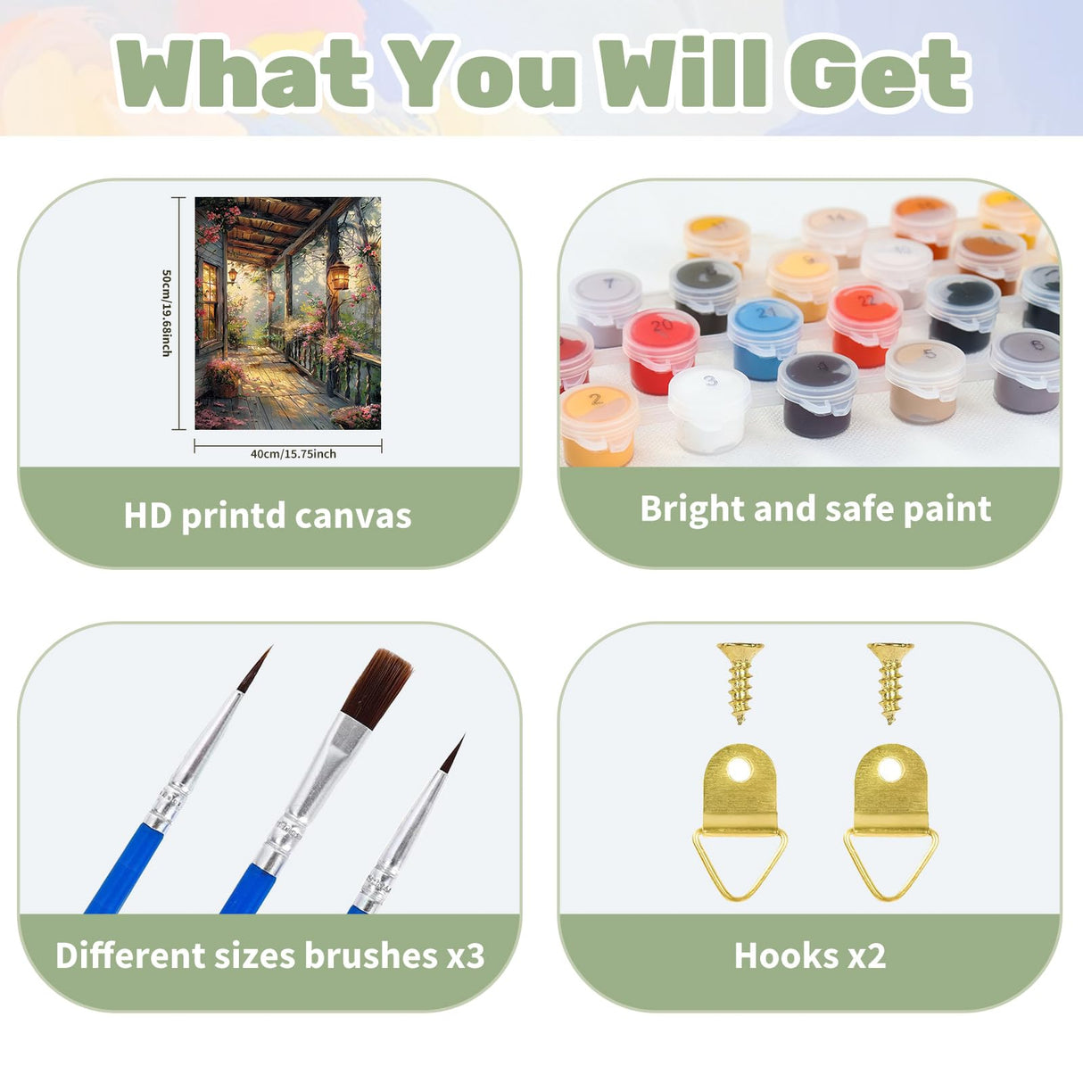 Ceiomez Landscape Paint by Numbers Kit for Adults, Scenery Paint by Number, Porch with Lights Paint by Numbers for Adults for Gift Home Wall Decor 16x20in Ceiomez