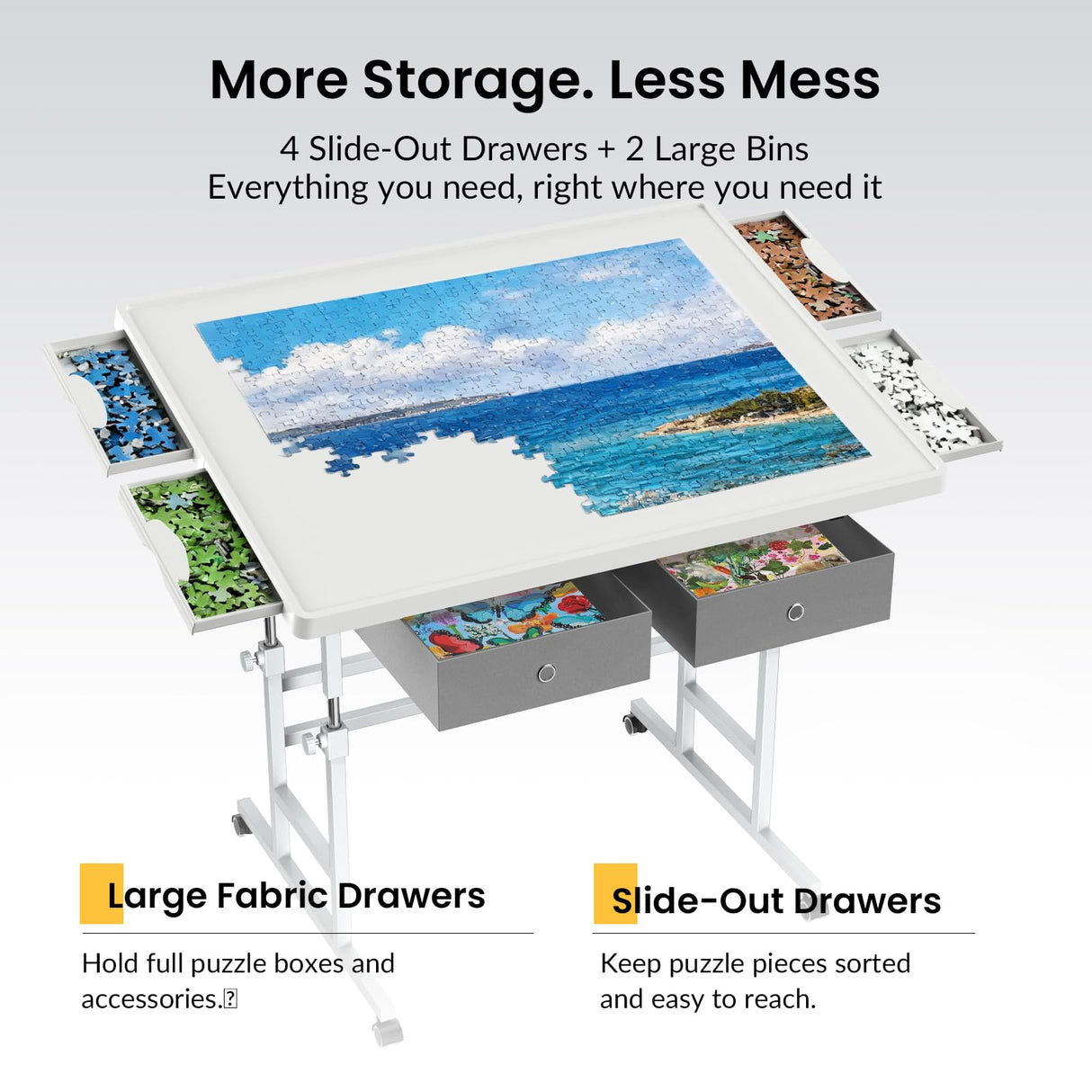 ALL4JIG 1000 Piece Light-Weight Adjustable Jigsaw Plastic Puzzle Table for Adults, 30"x22" Multi-Functional Puzzle Board with 4 Drawers & Protective Cover, 45-Degree Any-Angle Tilt for Leisure ALL4JIG