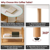 Aibiju Oval Coffee Table White, Small Wooden Coffee Table for Small Space, Tea Table Stand 35 * 16 * 17 inches, 2 Tier Center Table for Living Room White YD-012W Aibiju